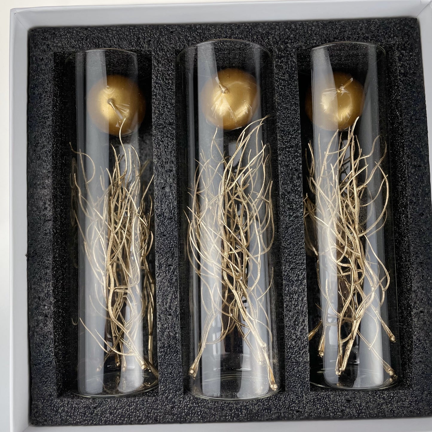 Teasu Floating Candle Centerpieces, Set of 3 Branch Vase Filler Centerpieces for Table Decoration - Gold