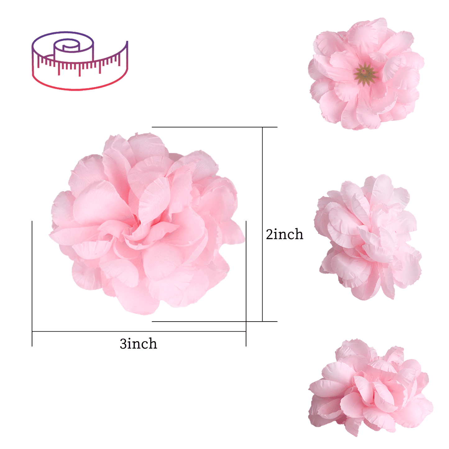 Floating Flowers for Floating Candle Centerpieces, 12pcs Faux Flower Head for Wedding Centerpieces - Pink
