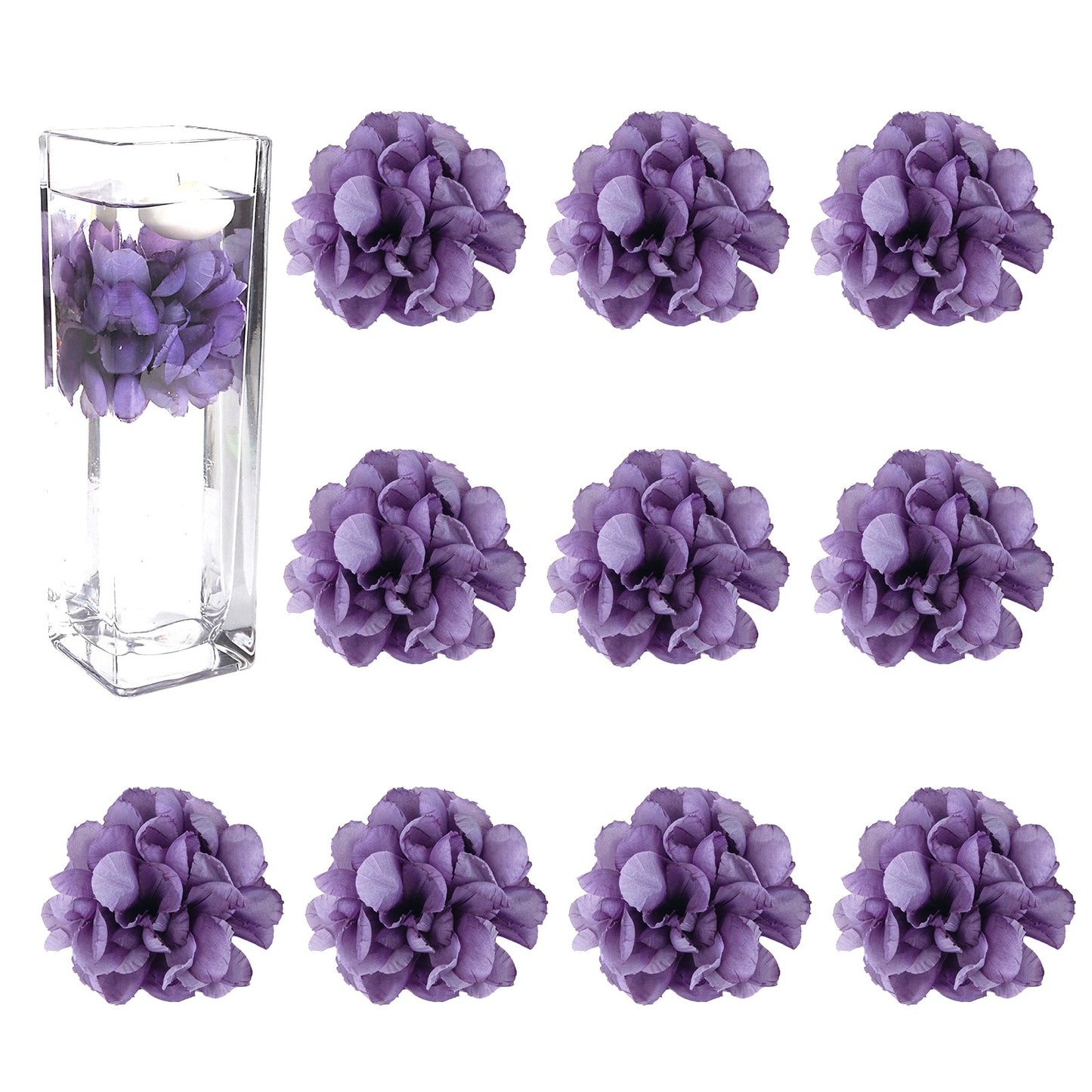 Floating Flowers for Floating Candle Centerpieces, 12pcs Faux Flower Head for Wedding Centerpieces - Purple