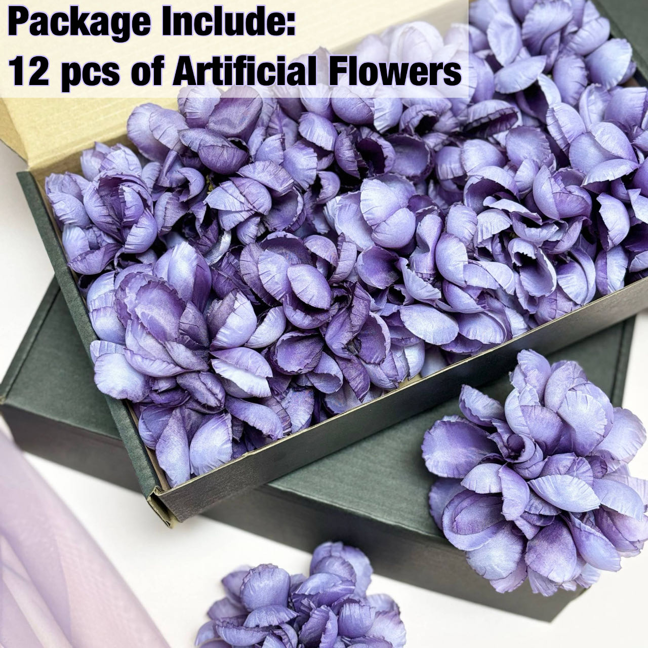 Floating Flowers for Floating Candle Centerpieces, 12pcs Faux Flower Head for Wedding Centerpieces - Purple