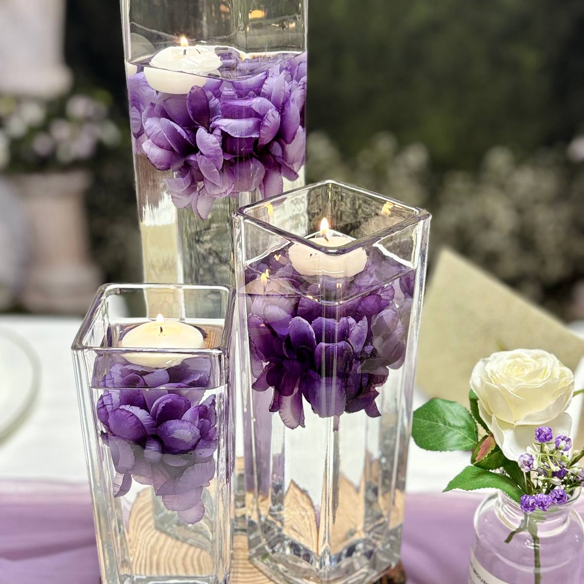 Floating Flowers for Floating Candle Centerpieces, 12pcs Faux Flower Head for Wedding Centerpieces - Purple