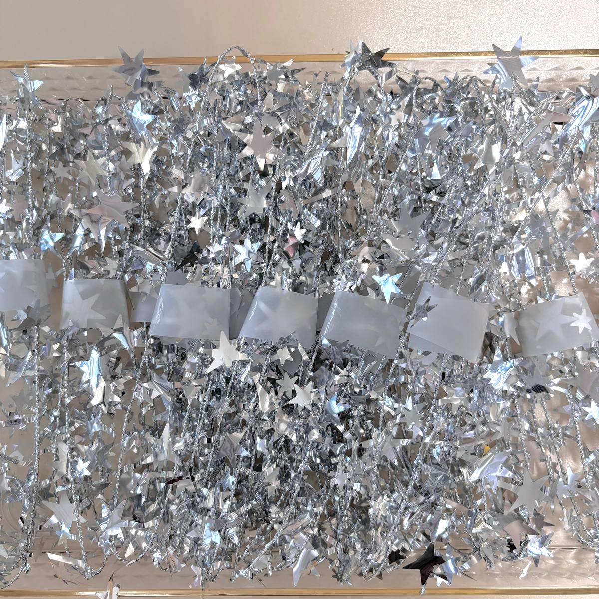 Star Strings for Silver Floating Candle Centerpieces 12 Pcs of 38 Inch Submersible Star Garland for Wedding and Christmas - Silver