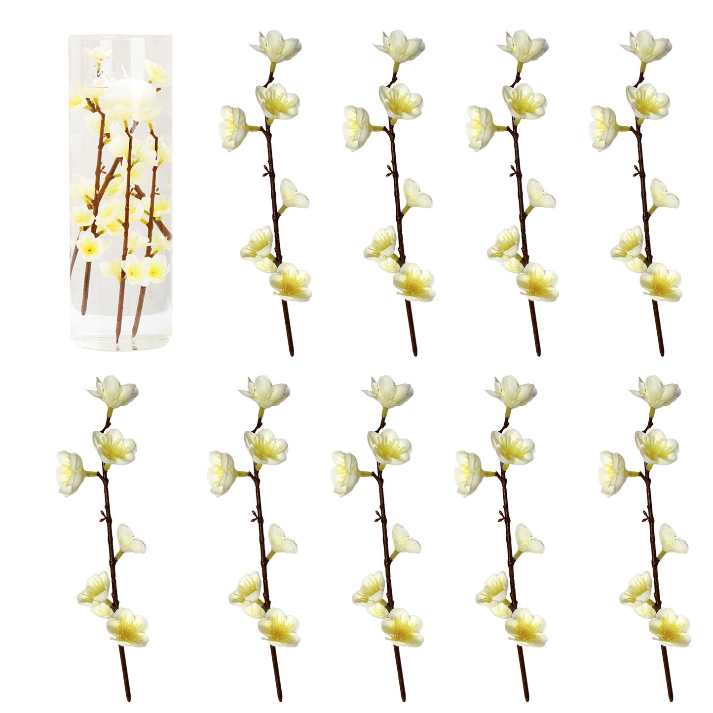Artificial Flowers for Floating Candle Centerpieces, 12pcs Faux Floating Flowers Vase Filler for Floating Candles - White