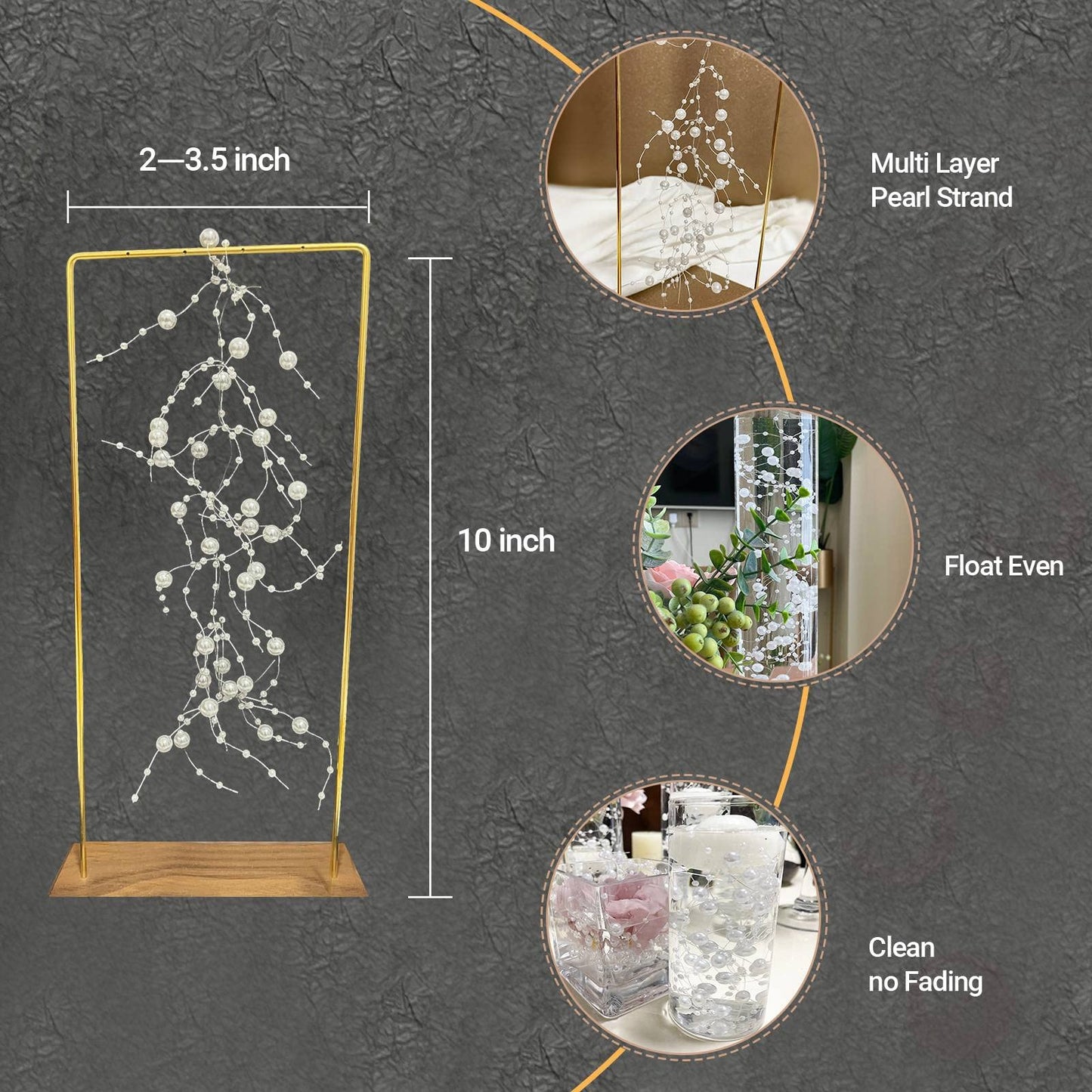 TeaSu 12Pcs Pearl String for Floating Candle Centerpieces. Floating Pearls for Wedding Centerpieces and Home Decorations - White