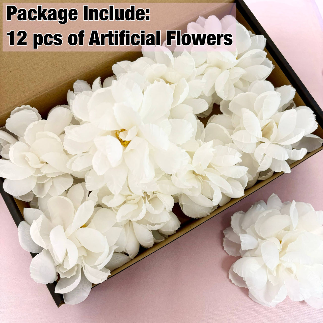 Floating Flowers for Floating Candle Centerpieces, 12pcs Faux Flower Head for Wedding Centerpieces - White