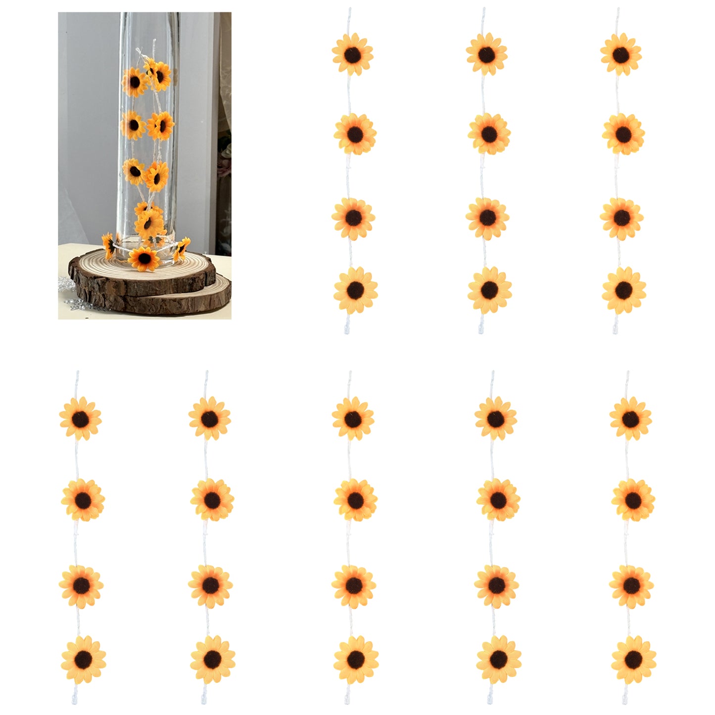 Sunflower Centerpieces for Table, 12pcs Artificial Flower Vase Filler for Floating Candle Centerpieces and Wedding Decorations -Yellow