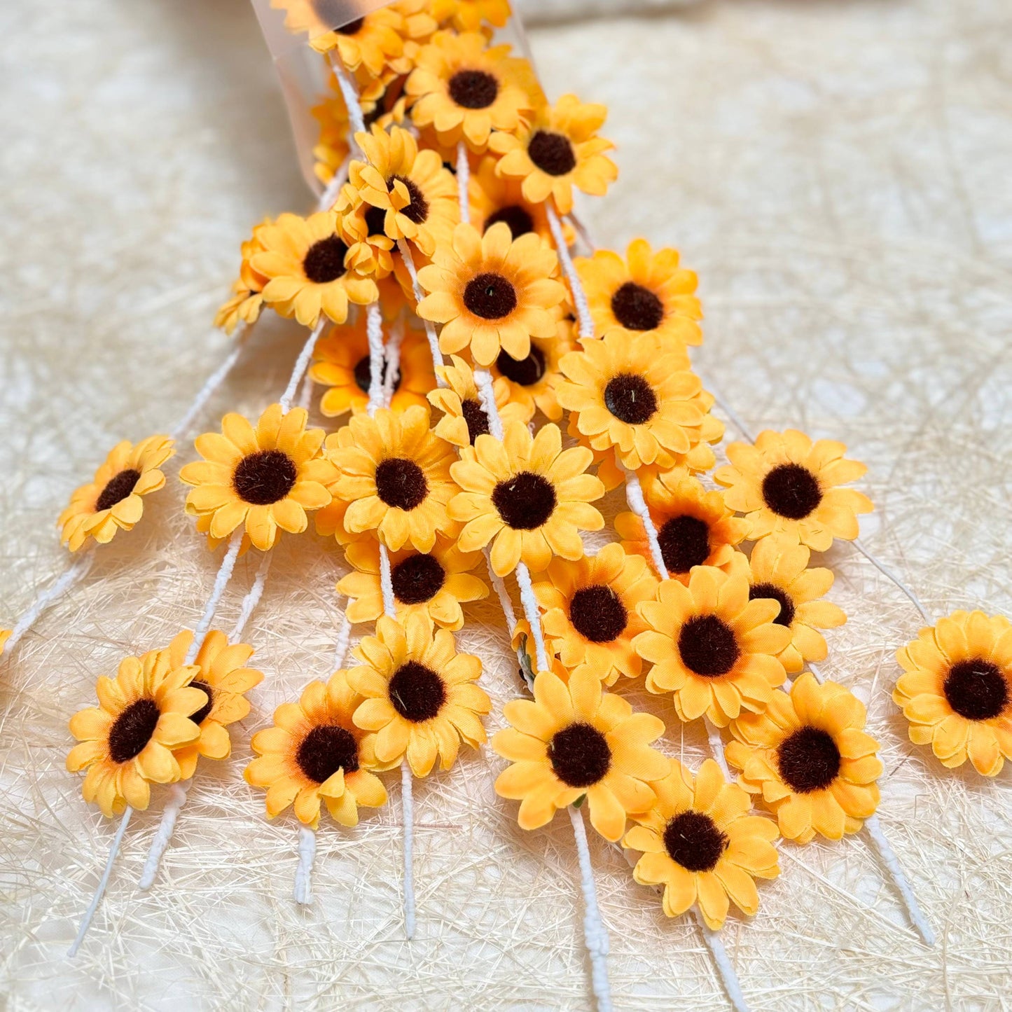 Sunflower Centerpieces for Table, 12pcs Artificial Flower Vase Filler for Floating Candle Centerpieces and Wedding Decorations -Yellow
