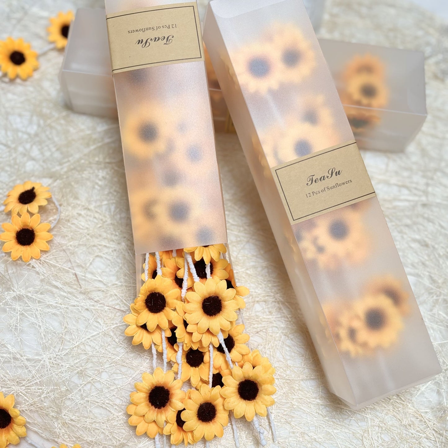 Sunflower Centerpieces for Table, 12pcs Artificial Flower Vase Filler for Floating Candle Centerpieces and Wedding Decorations -Yellow