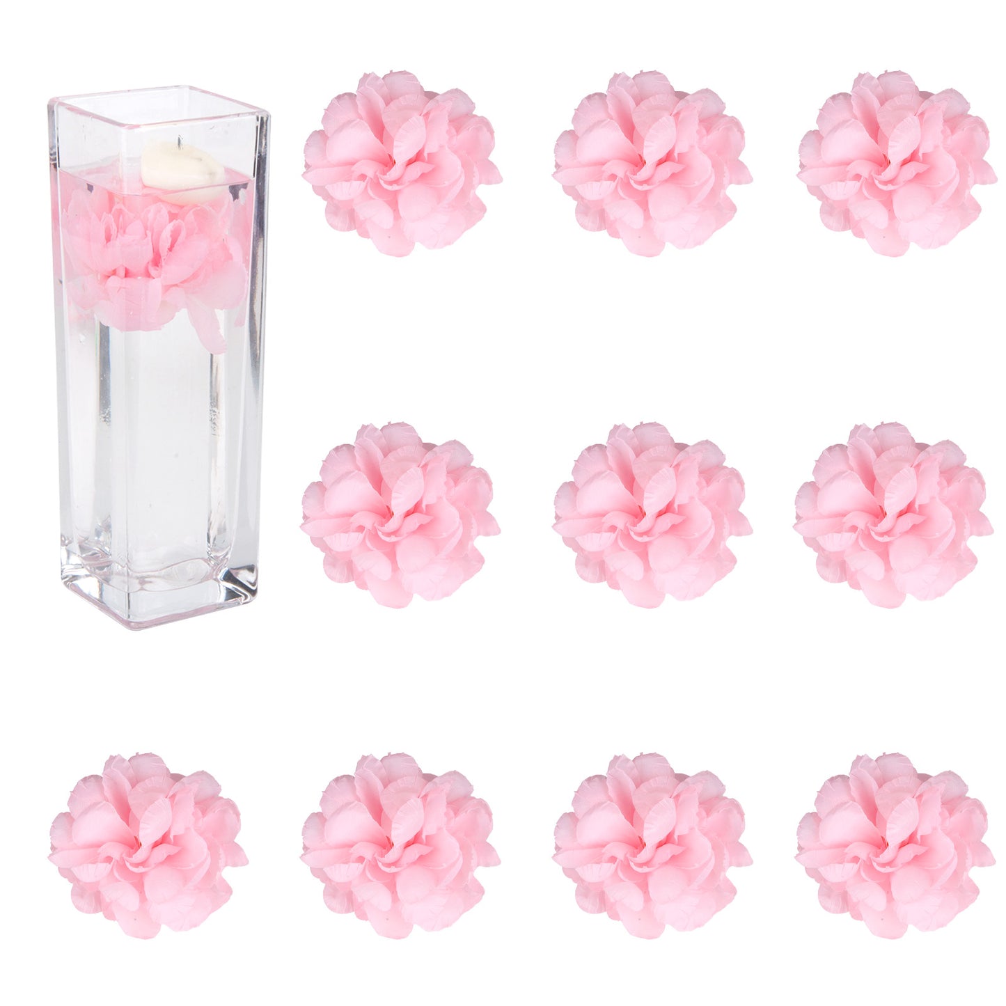 Floating Flowers for Floating Candle Centerpieces, 12pcs Faux Flower Head for Wedding Centerpieces - Pink