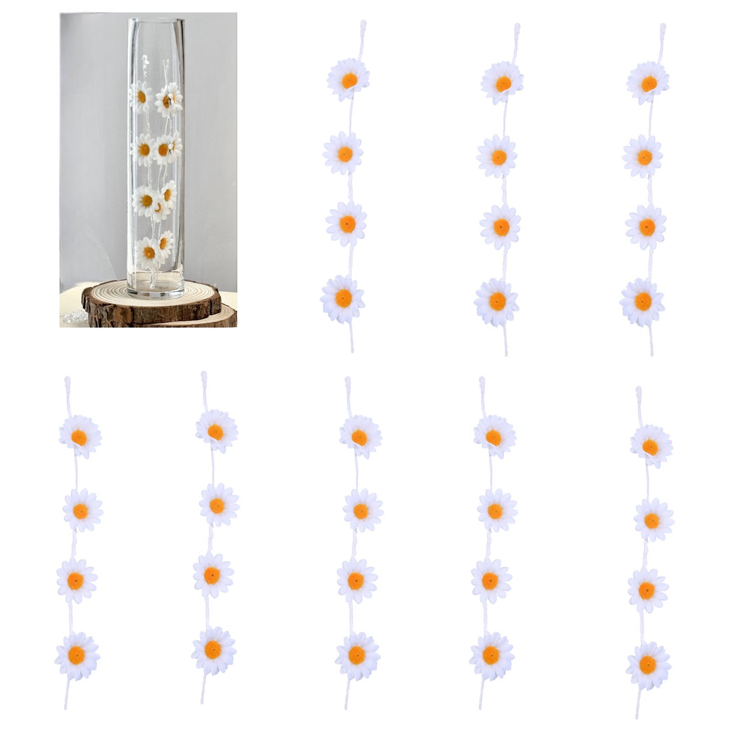 Sunflower Centerpieces for Table, 12pcs Artificial Flower Vase Filler for Floating Candle Centerpieces and Wedding Decorations -White