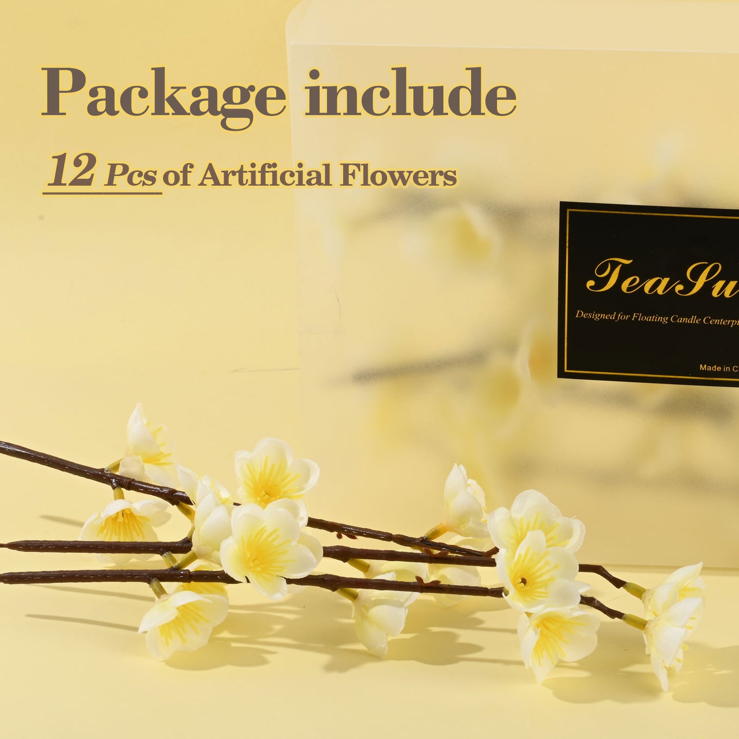 Artificial Flowers for Floating Candle Centerpieces, 12pcs Faux Floating Flowers Vase Filler for Floating Candles - White