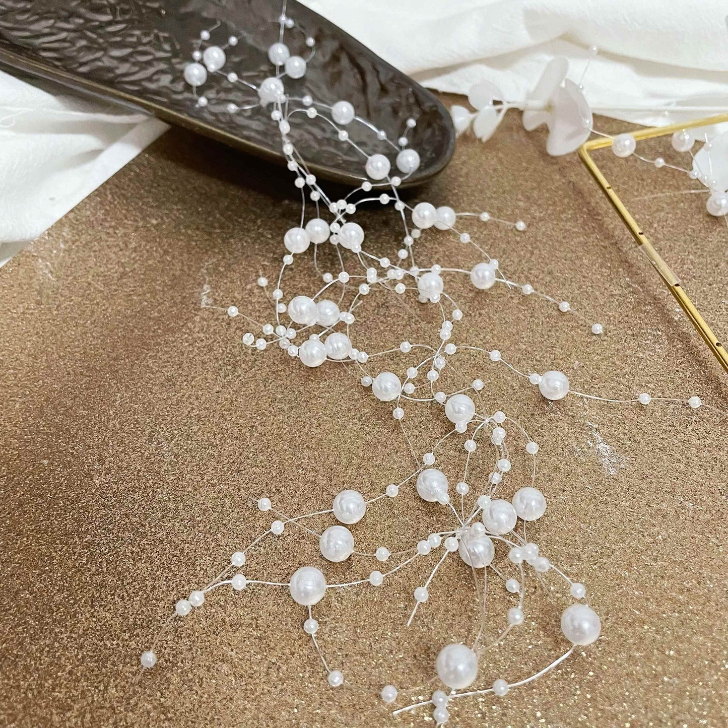TeaSu 12Pcs Pearl String for Floating Candle Centerpieces. Floating Pearls for Wedding Centerpieces and Home Decorations - White