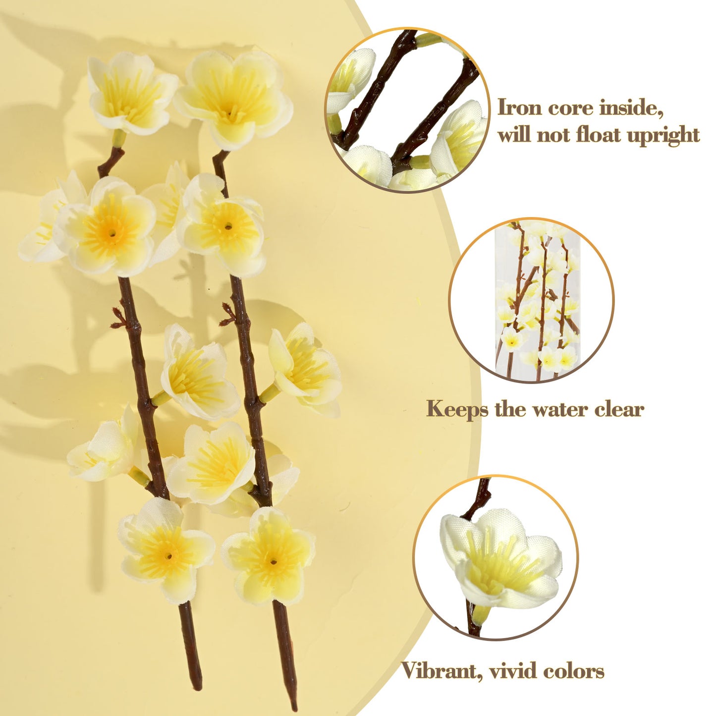 Artificial Flowers for Floating Candle Centerpieces, 12pcs Faux Floating Flowers Vase Filler for Floating Candles - White