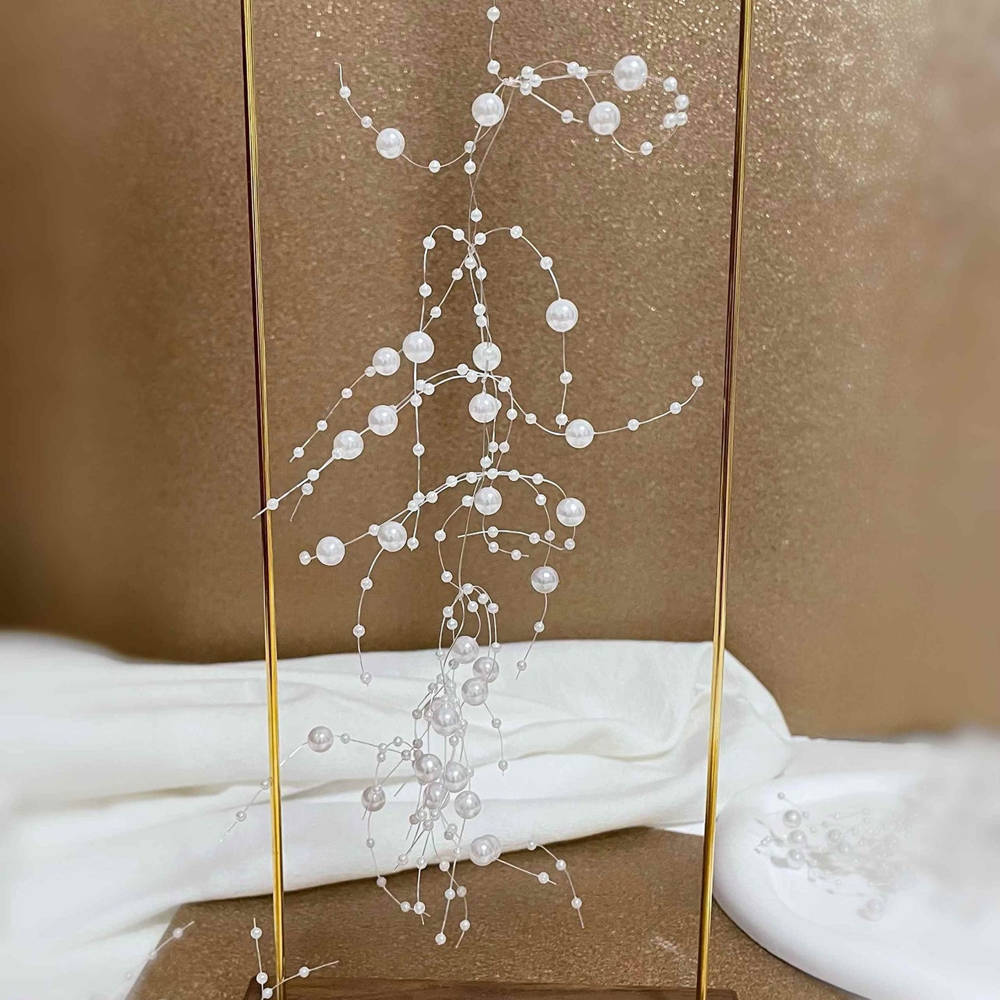 TeaSu 12Pcs Pearl String for Floating Candle Centerpieces. Floating Pearls for Wedding Centerpieces and Home Decorations - White
