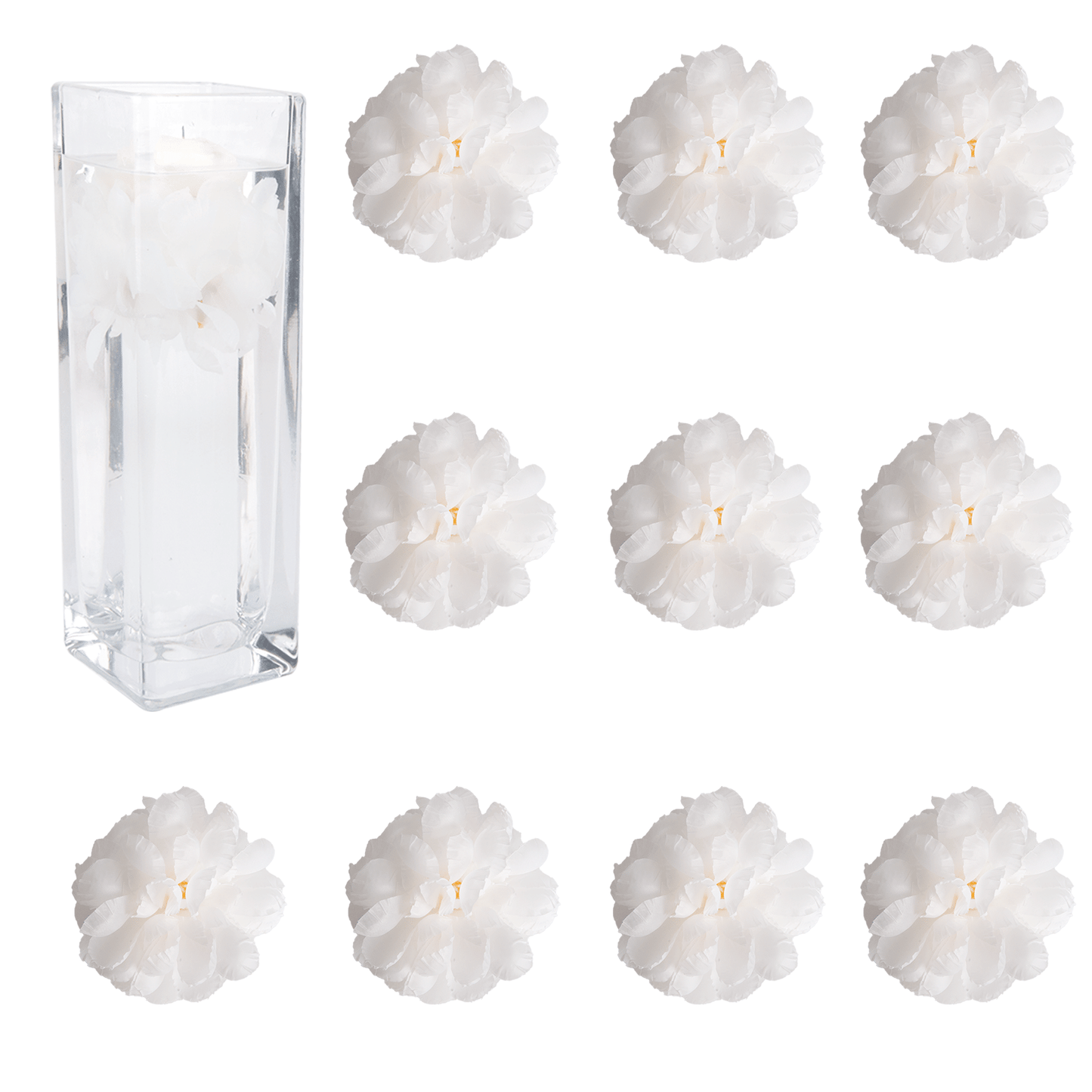 Floating Flowers for Floating Candle Centerpieces, 12pcs Faux Flower Head for Wedding Centerpieces - White