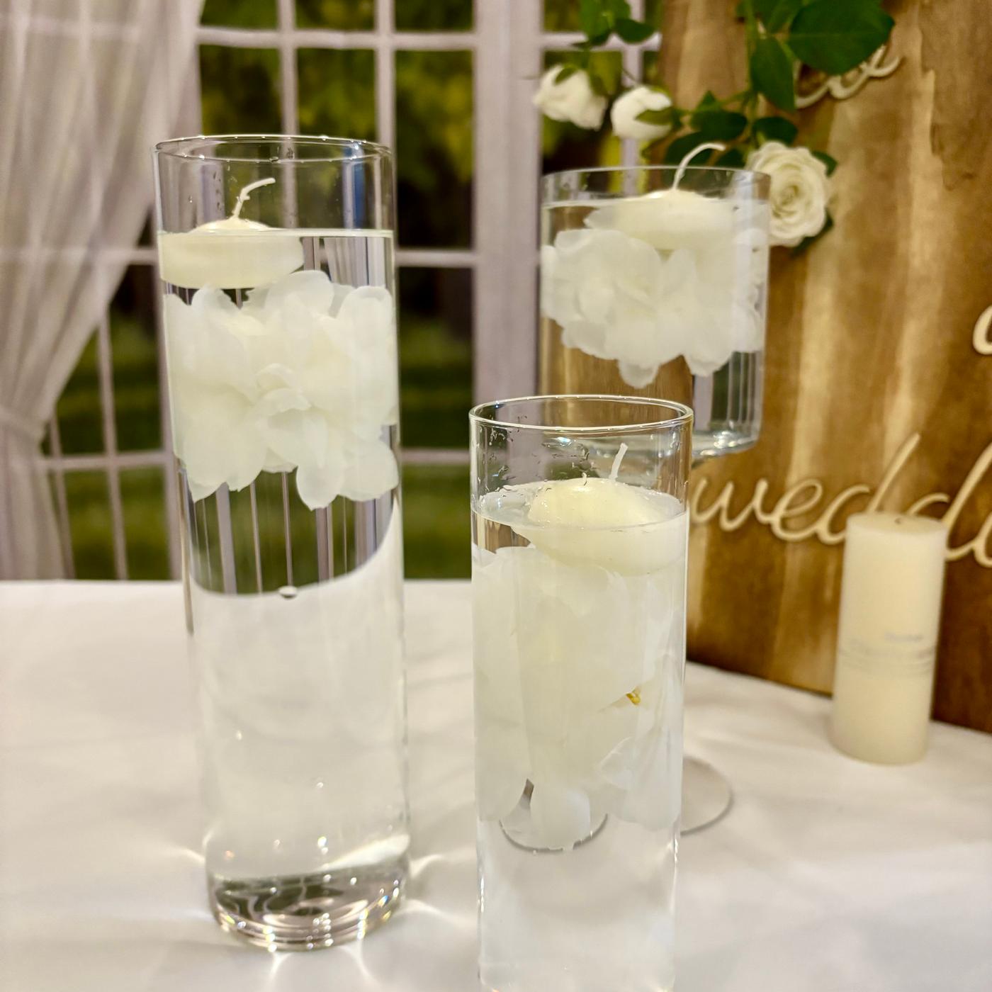 Floating Flowers for Floating Candle Centerpieces, 12pcs Faux Flower Head for Wedding Centerpieces - White